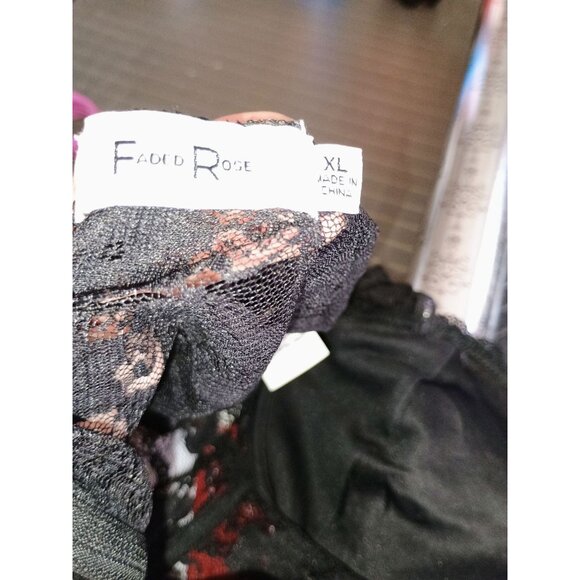 Faded Rose Black Sheer Lace Bustier Crop Top With Cap Sleeves & Back Zipper Clos - Picture 14 of 15